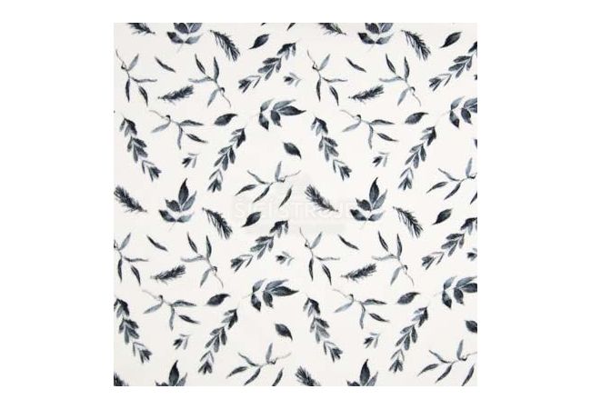 Nicky Velour Print - Leaves, Blue