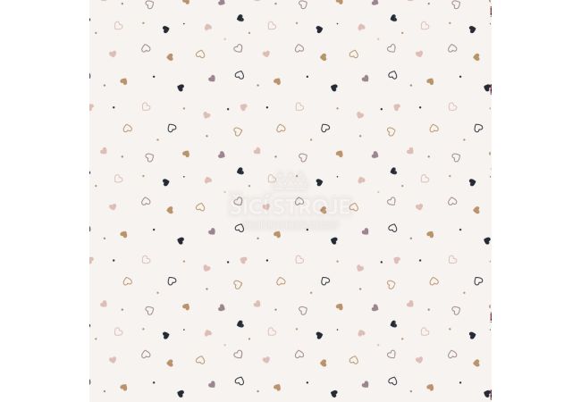 Nicky Velour Print - Hearts, Off White