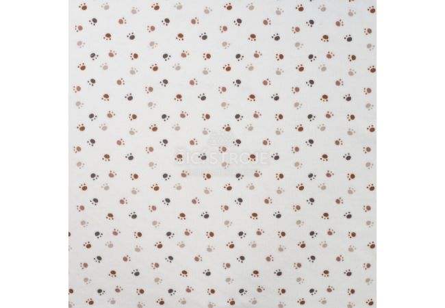 Nicky Velours Print - Paws, Off White
