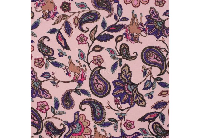 Happy Fleece Print - Paisley, Dusty Pink