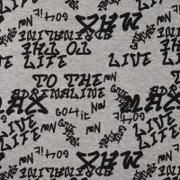 Happy Fleece Melange Print - Text, Light Grey Melange