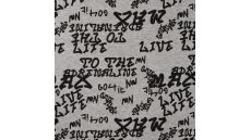 Happy Fleece Melange Print - Text, Light Grey Melange