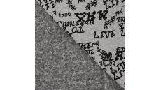 Happy Fleece Melange Print - Text, Light Grey Melange