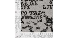 Happy Fleece Melange Print - Text, Light Grey Melange