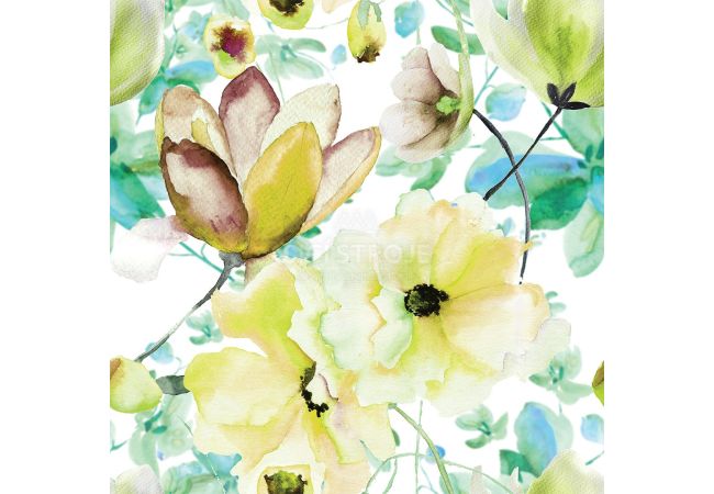 French Terry Digital - Flowers, Lime