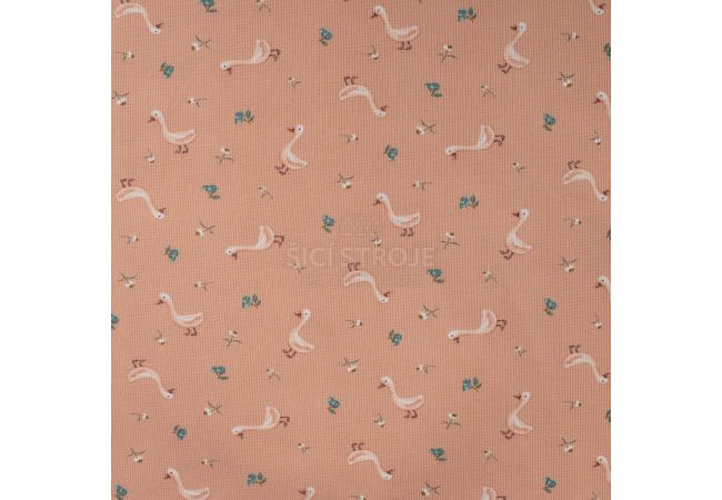 Cutie Waffle Print - Goose, Dusty Salmon