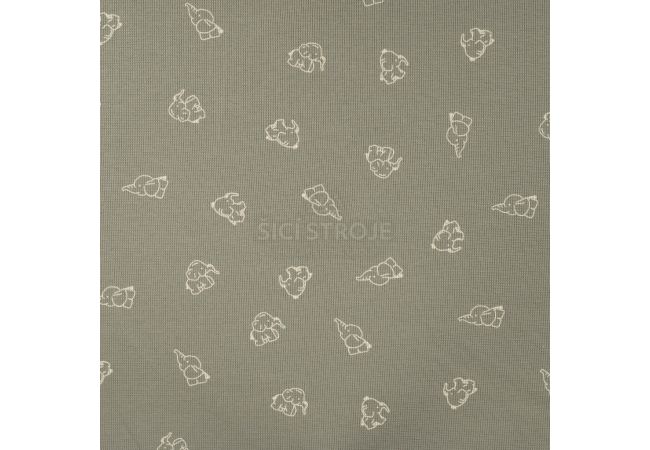 Cutie Waffle Print - Elephants, Khaki