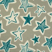 French Terry Melange Print - Stars, Khaki