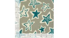 French Terry Melange Print - Stars, Khaki