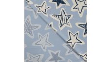 French Terry Melange Print - Stars, Dusty Blue