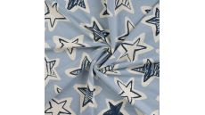 French Terry Melange Print - Stars, Dusty Blue