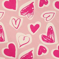 French Terry Melange Print - Hearts, Poudre