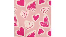 French Terry Melange Print - Hearts, Poudre
