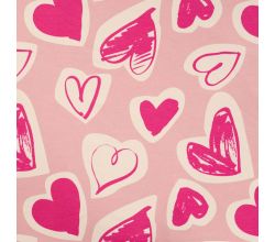 French Terry Melange Print - Hearts, Poudre