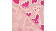 French Terry Melange Print - Hearts, Poudre