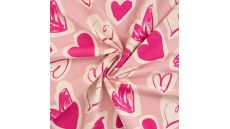 French Terry Melange Print - Hearts, Poudre