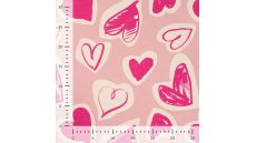 French Terry Melange Print - Hearts, Poudre