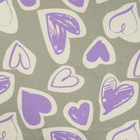 French Terry Melange Print - Hearts, Khaki
