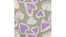 French Terry Melange Print - Hearts, Khaki