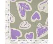 French Terry Melange Print - Hearts, Khaki