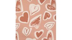 French Terry Melange Print - Hearts, Dusty Salmon
