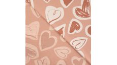 French Terry Melange Print - Hearts, Dusty Salmon