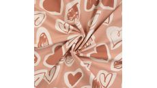 French Terry Melange Print - Hearts, Dusty Salmon