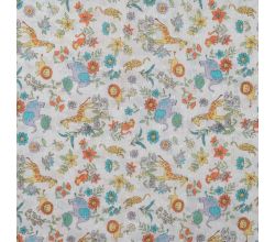 Cotton Dobby Print - Animals & Flowers, Violet
