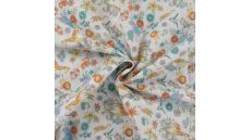 Cotton Dobby Print - Animals & Flowers, Violet
