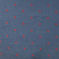 Chambray Embroidery Hearts - Hearts, Denim
