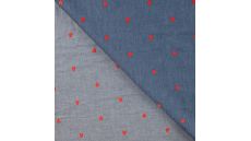 Chambray Embroidery Hearts - Hearts, Denim
