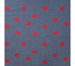 Chambray Print Kiss - Lips, Denim