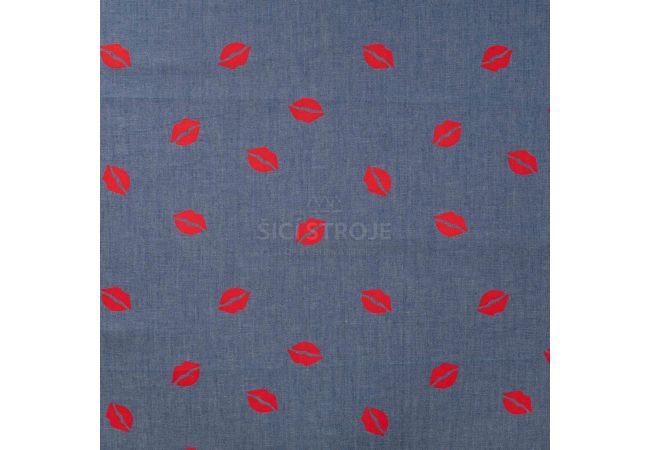 Chambray Print Kiss - Lips, Denim
