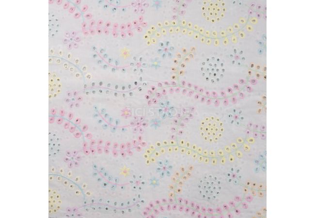 Cotton Multicolor Embroidery - Off White