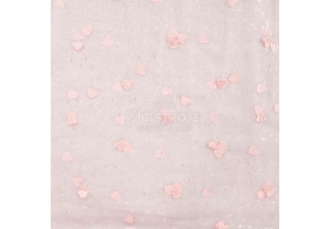Nylon Mesh & Embroidery Hearts - Baby Rose