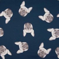 French Terry Digital - Dogs, Dark Navy