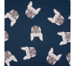 French Terry Digital - Dogs, Dark Navy
