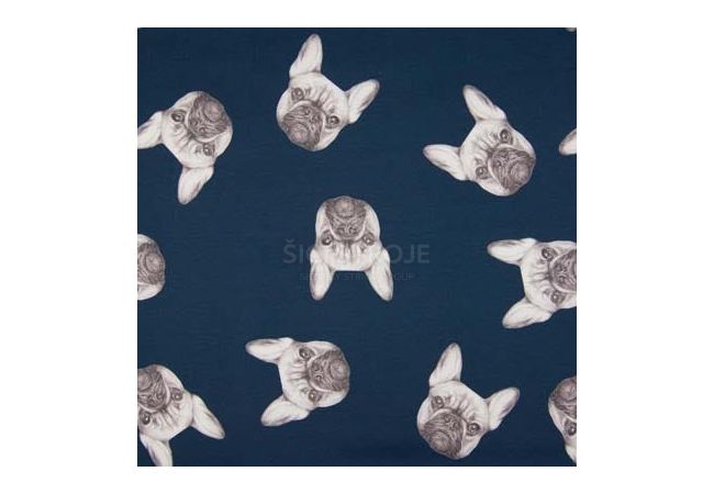 French Terry Digital - Dogs, Dark Navy