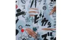 French Terry Digital Print - Manga, Silver Grey