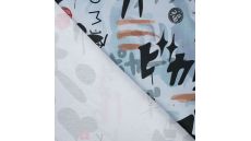 French Terry Digital Print - Manga, Silver Grey