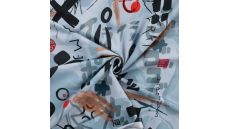 French Terry Digital Print - Manga, Silver Grey