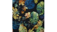 French Terry Digital Print - Leaves, Black