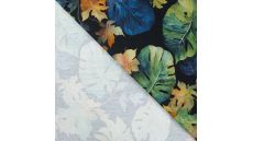 French Terry Digital Print - Leaves, Black