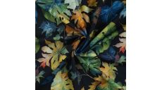 French Terry Digital Print - Leaves, Black