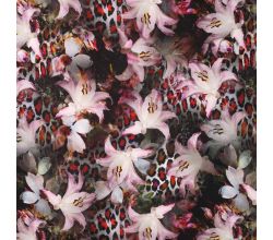 French Terry Digital Print - Lily, Red
