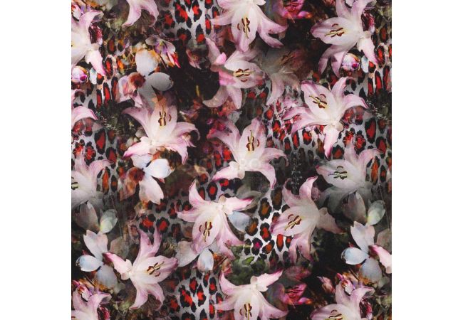 French Terry Digital Print - Lily, Red