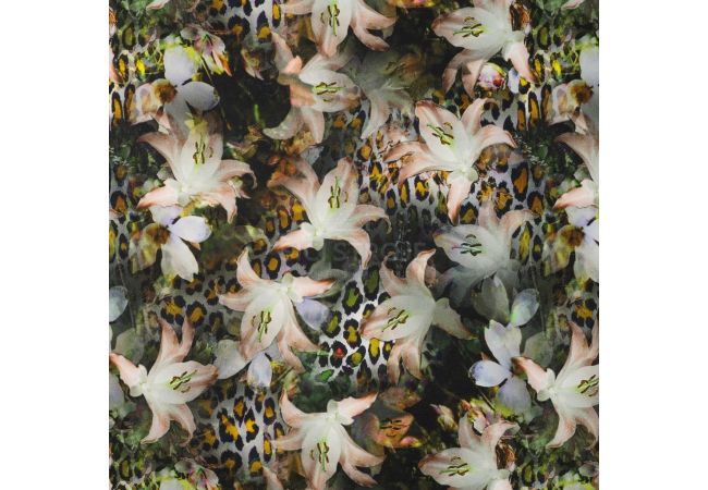 French Terry Digital Print - Lily, Khaki