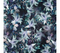 French Terry Digital Print - Lily, Petrol