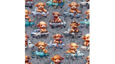 French Terry Digital Print - Cute Cows, Grey