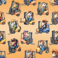 French Terry Digital Print - Working Animals